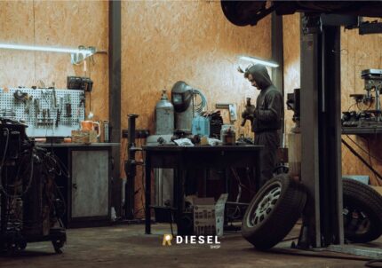 Meccanico al lavoro nella sua officina